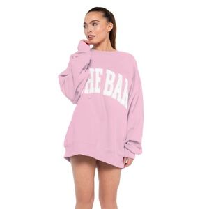 NEW the bar varsity crewneck sweatshirt large pink / blush